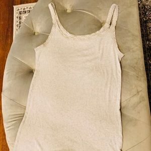 Old Navy Light Gray Lace Detail Stretch Tank Top